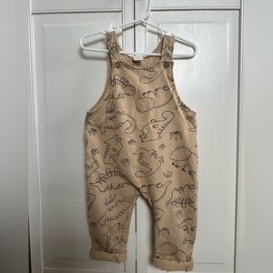 H&M Tan Dinosaur Print Overalls